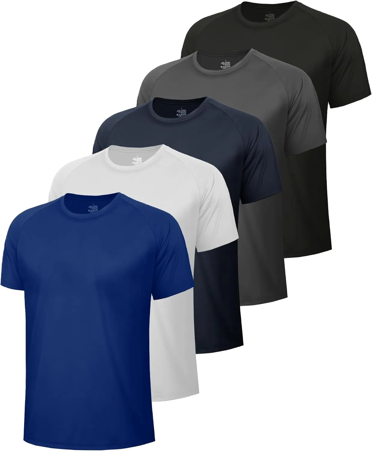 5 Pack Workout Shirts for Men-Quick Dry Black Gym Moisture Wicking Short Sleeve T-Shirts for Running Athletic Casual