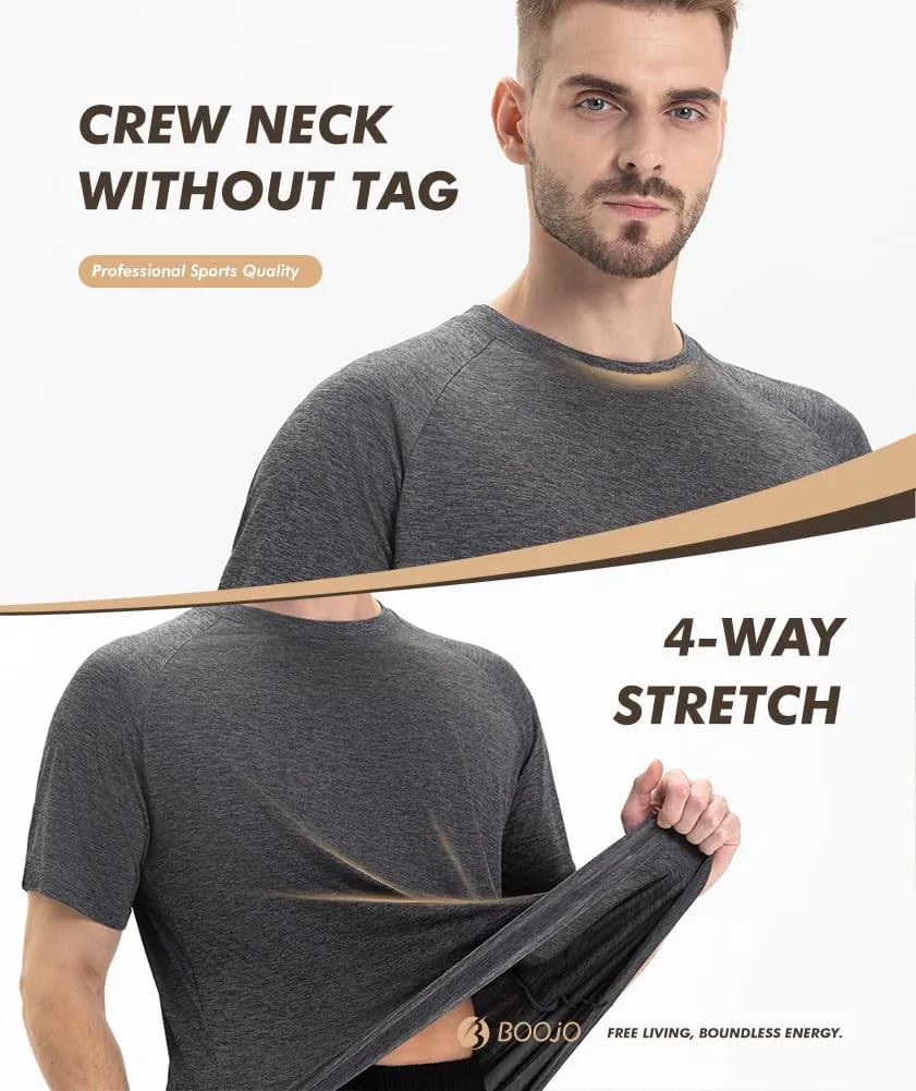 5 Pack Workout Shirts for Men-Quick Dry Black Gym Moisture Wicking Short Sleeve T-Shirts for Running Athletic Casual