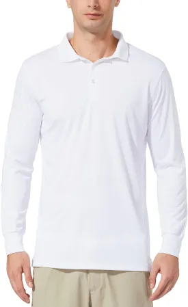 baleaf Men's Long Sleeve Golf Polo Shirt UPF 50 Quick Dry 3 Button Casual Work Outdoor Lightweight Performance Shirts