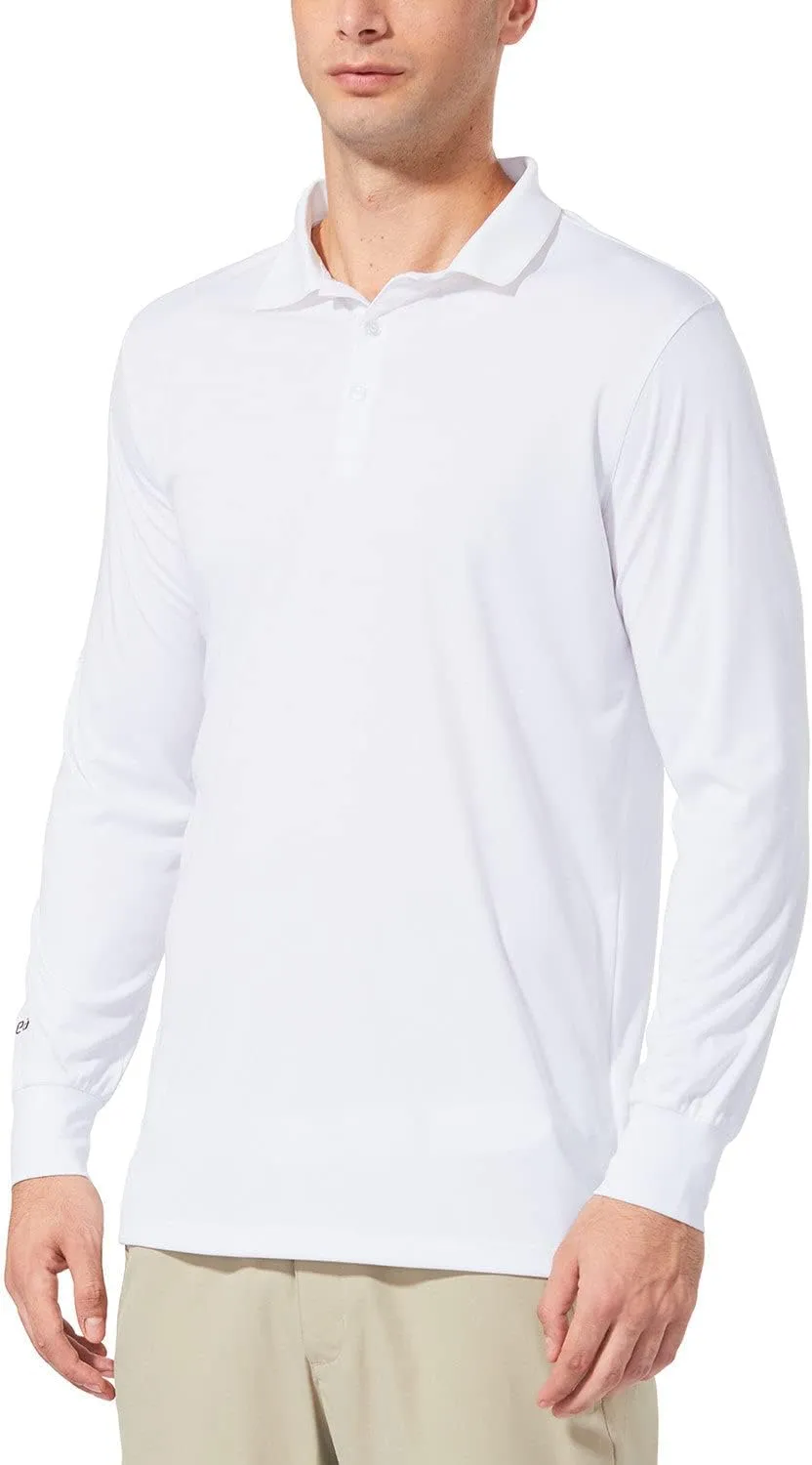 baleaf Men's Long Sleeve Golf Polo Shirt UPF 50 Quick Dry 3 Button Casual Work Outdoor Lightweight Performance Shirts