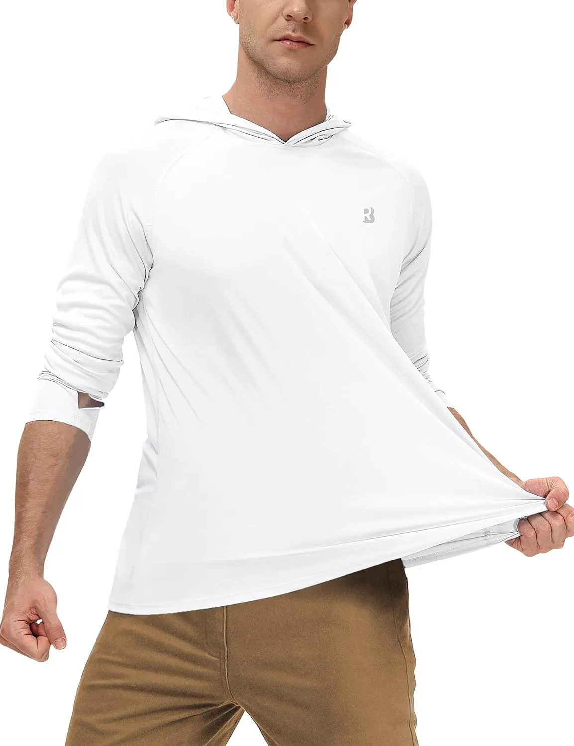 Roadbox Mens UPF 50  Fishing Shirts, Long Sleeve UV Sun Protection Hoodie, Rash Guard for Hiking Running Workout Swimming