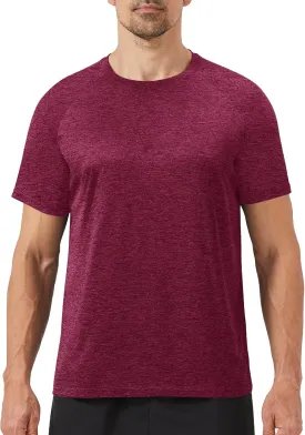 Workout Mens Shirts - Casual Black Quick Dry Moisture Wicking T-Shirts Crew Neck Short Sleeve for Gym Athletic Running